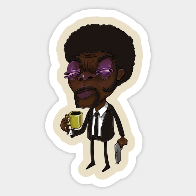 Samuel Jackson before Coffee Sticker by idrawcartoons